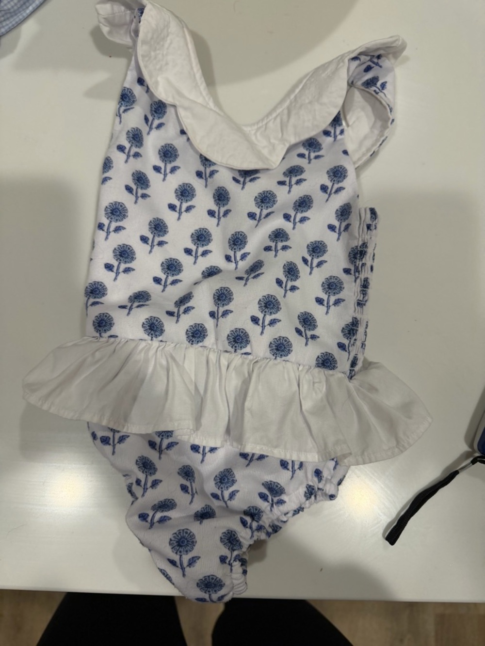 Cecil and Lou Blue Floral Ruffle One-Piece Swimsuit
